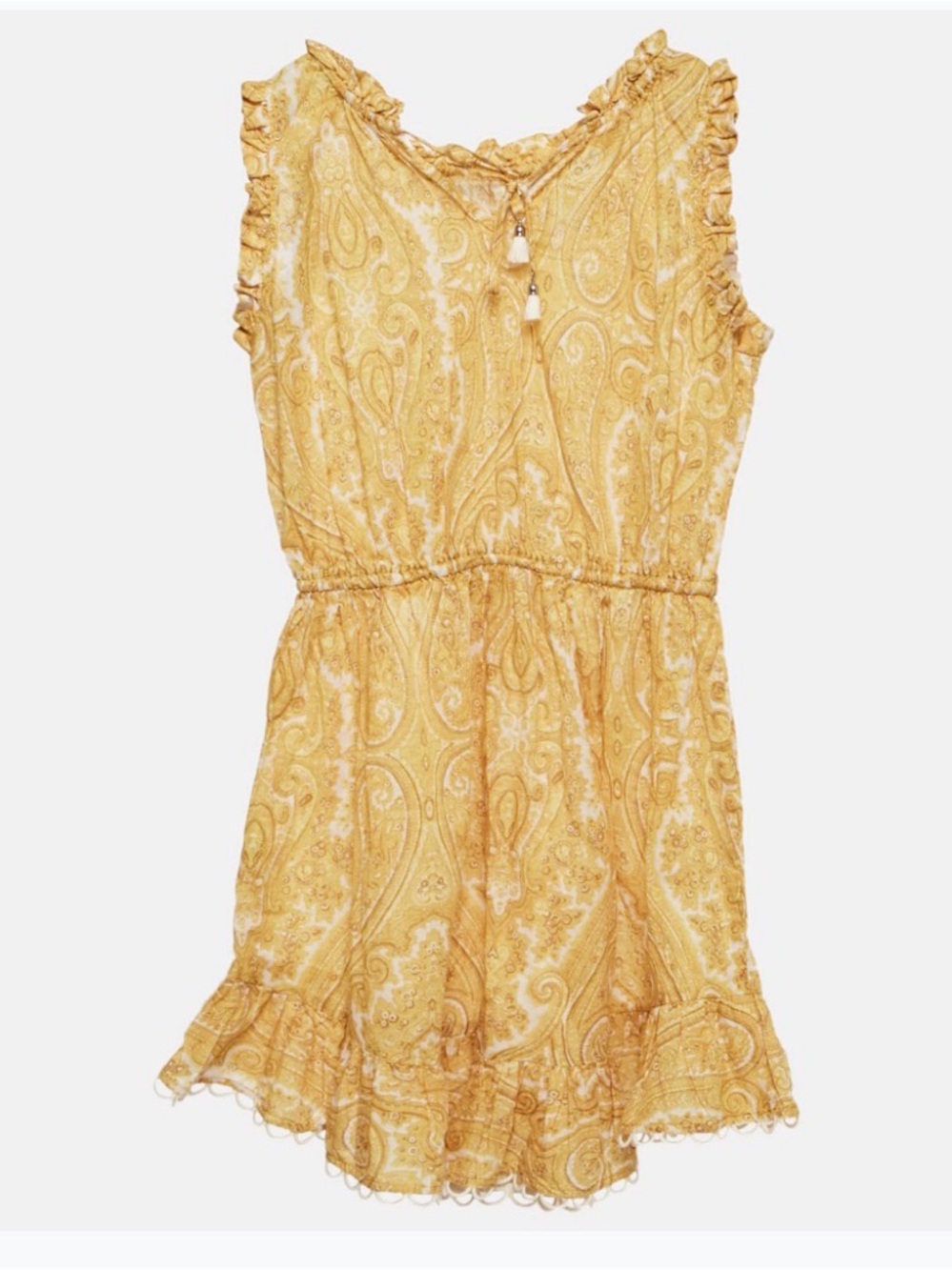 Zimmermann Kids Yellow Paisley Print Cotton Dress Girls' Sz 2